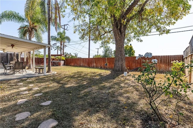 view of yard with a patio area