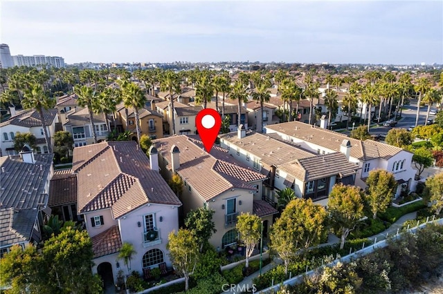 aerial view with a residential view