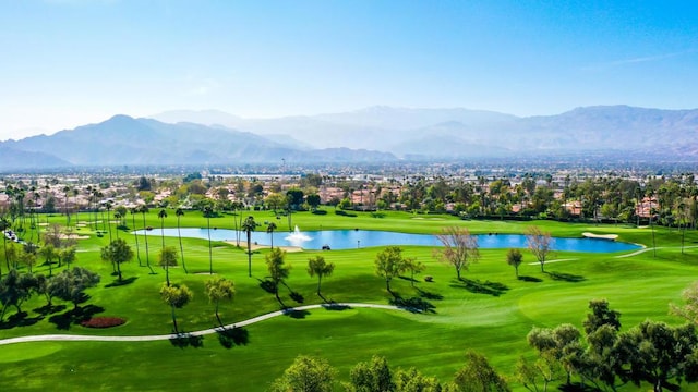 view of community featuring a water and mountain view