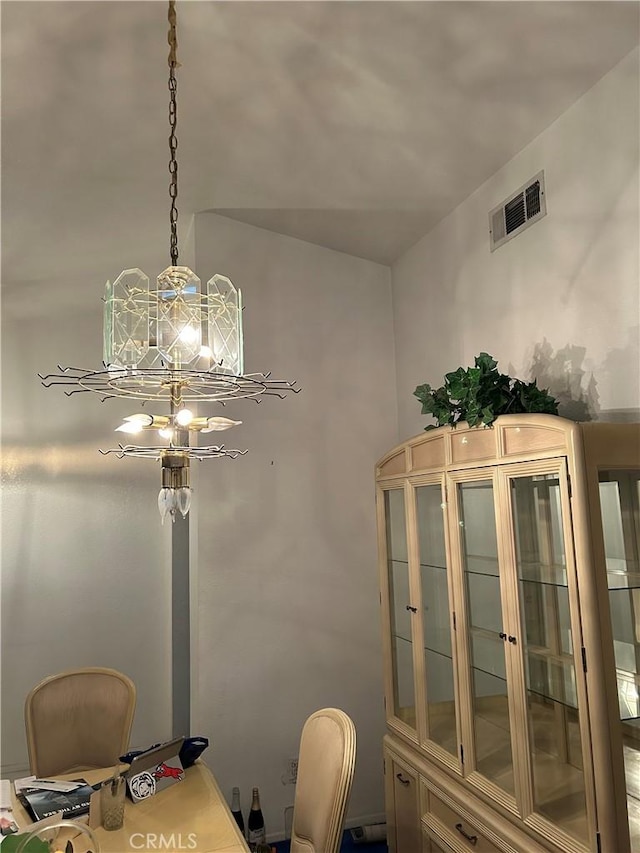 interior space with a chandelier