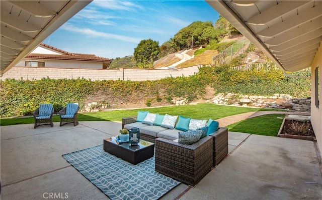 view of patio featuring outdoor lounge area