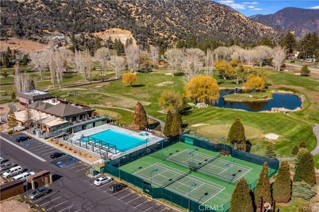 2206 Bernina Dr, Pine Mountain Club, CA 93222 - aerial view of a water and mountain view and a golf course