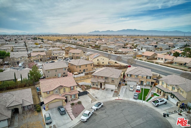 bird's eye view with a mountain view