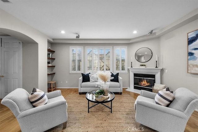 living room with light wood-type flooring