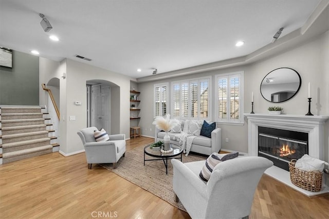 living room featuring light hardwood / wood-style flooring