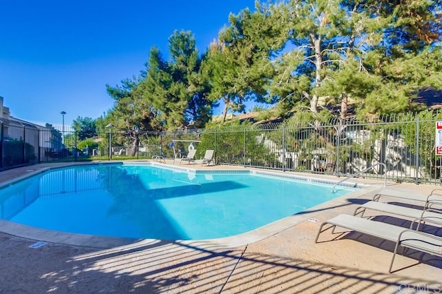 view of swimming pool with a patio