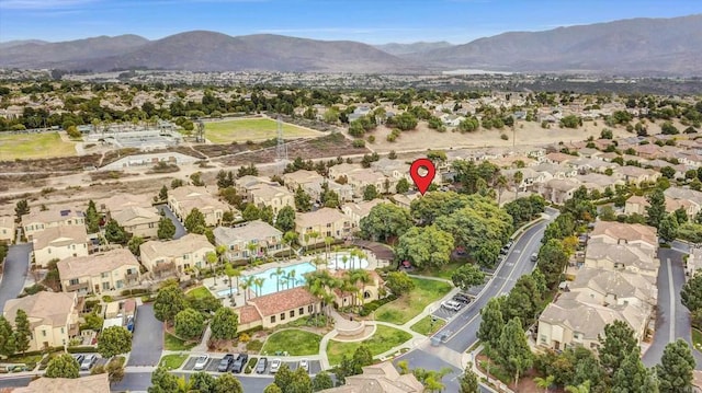 bird's eye view featuring a mountain view