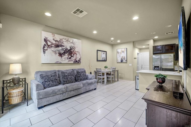 view of tiled living room