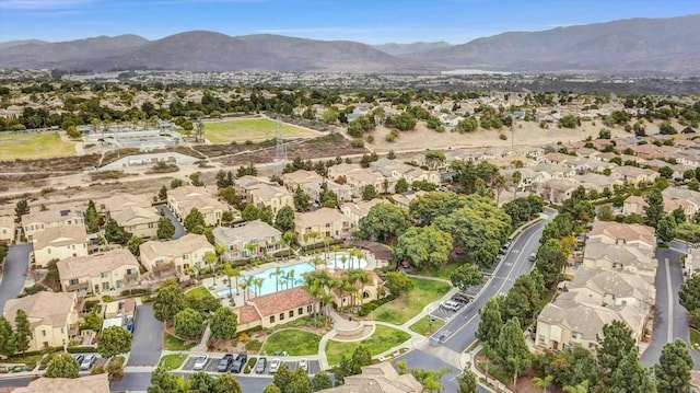 bird's eye view with a mountain view