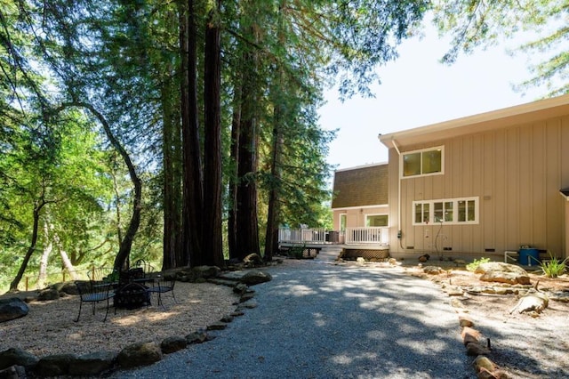 view of yard featuring a wooden deck