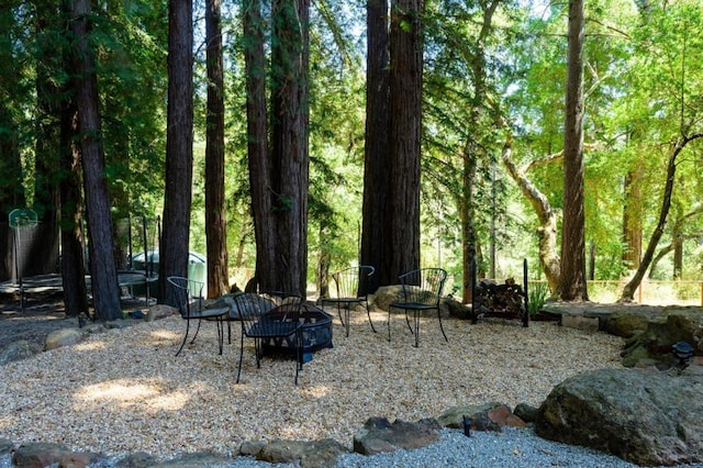 view of property's community featuring a fire pit