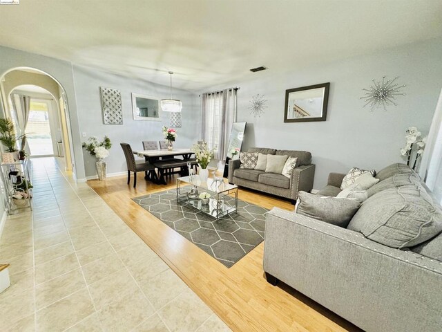 living room with hardwood / wood-style floors