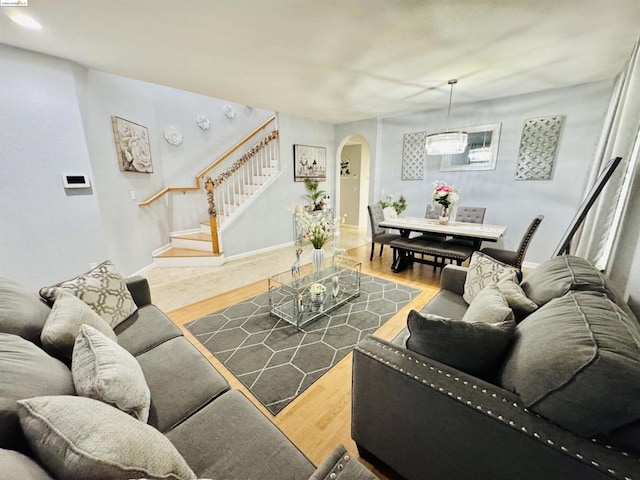 living room with hardwood / wood-style flooring