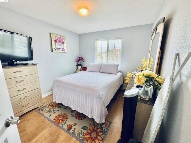 bedroom with dark hardwood / wood-style flooring