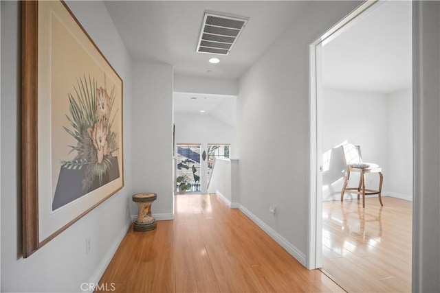 hall featuring light wood-type flooring