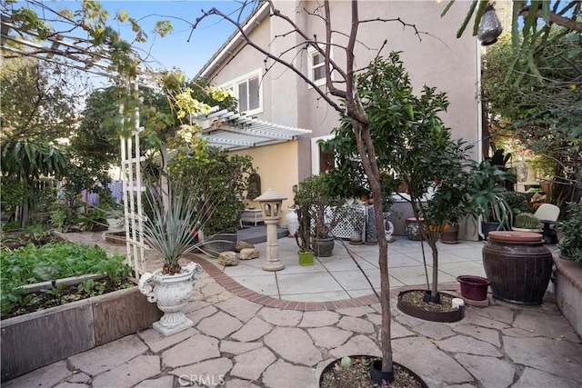 exterior space featuring a pergola