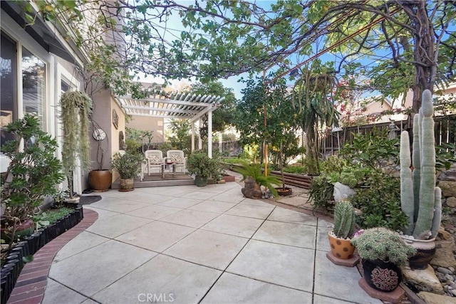 view of patio / terrace featuring a pergola