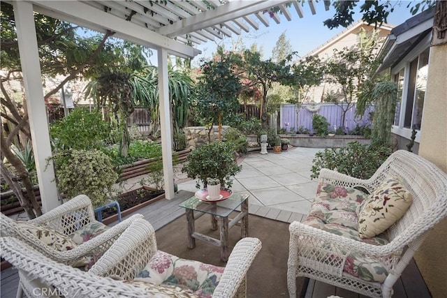 view of patio / terrace featuring a pergola