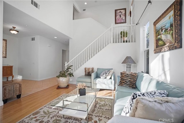 living room with hardwood / wood-style floors