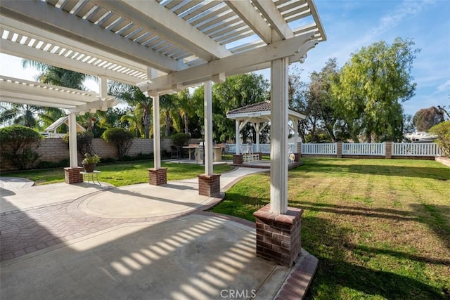 view of patio / terrace featuring a gazebo and a pergola