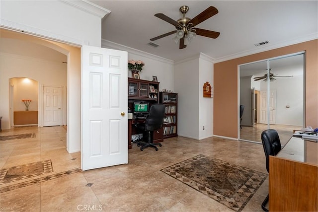 office space featuring ornamental molding