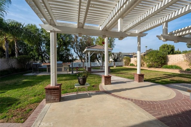 view of patio with a gazebo and a pergola