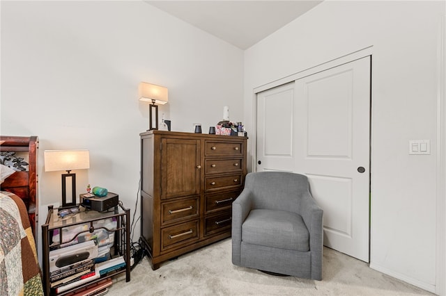 sitting room with light carpet