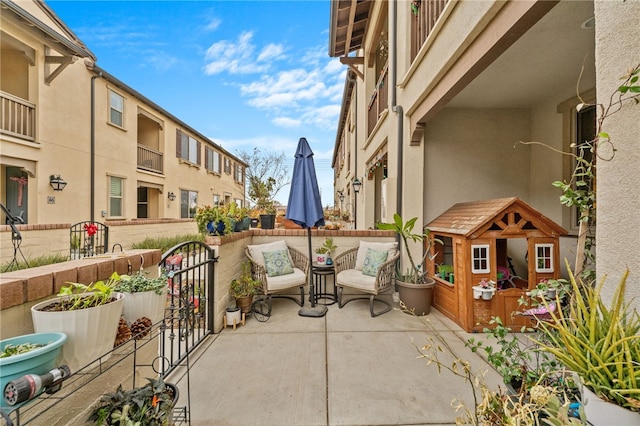 balcony with a patio