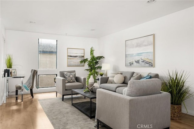 living room with hardwood / wood-style flooring