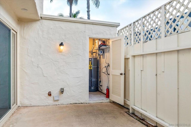 exterior space featuring water heater