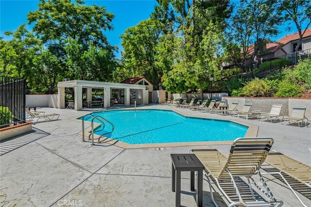 view of pool featuring a patio