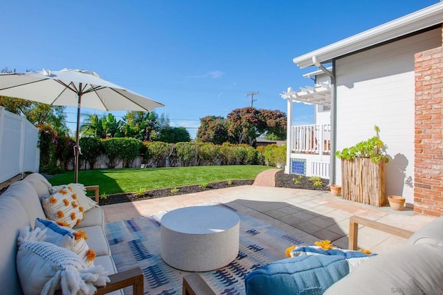 view of patio / terrace featuring an outdoor living space