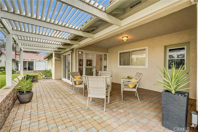 view of patio with a pergola