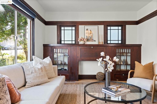 sitting room with light hardwood / wood-style floors