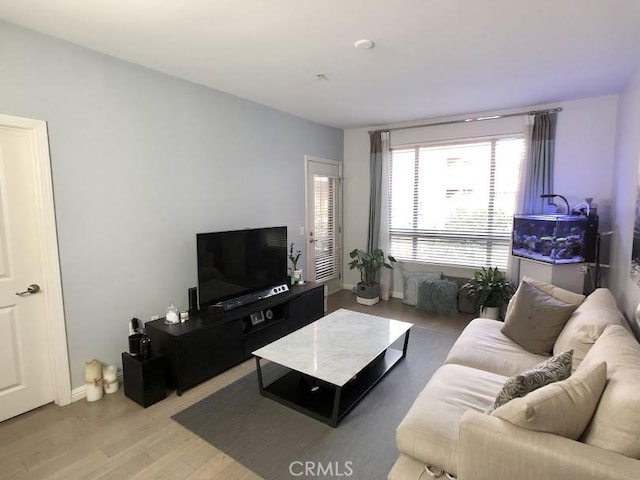 living room with hardwood / wood-style flooring