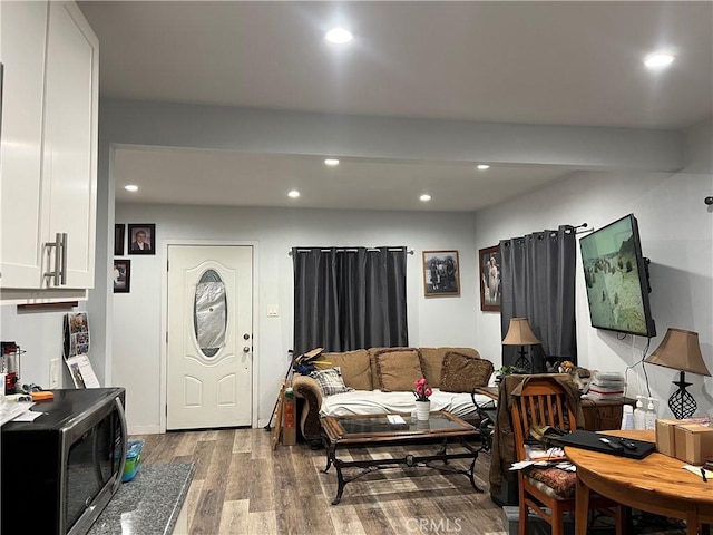 living room with wood-type flooring