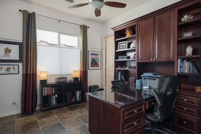 office featuring ceiling fan