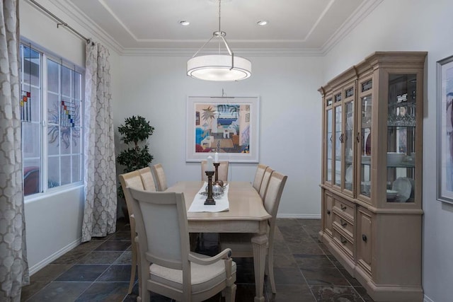 dining room with crown molding