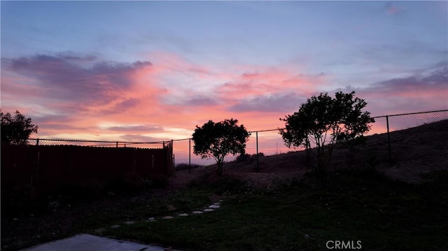 view of yard at dusk