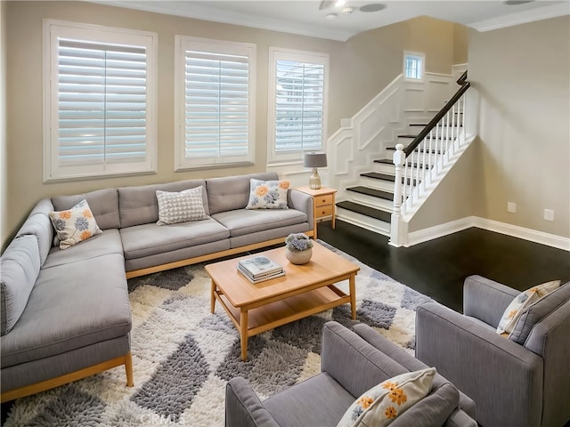 living room with wood-type flooring