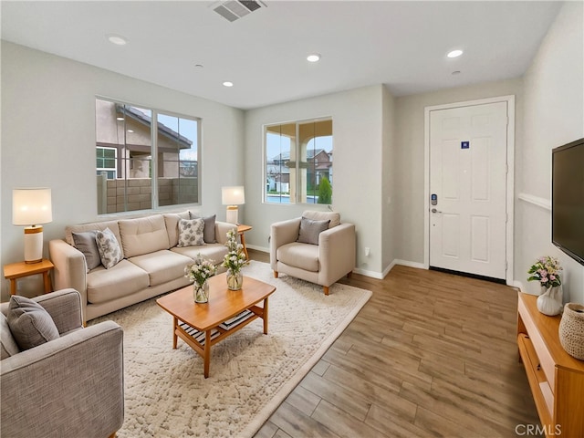 living room with hardwood / wood-style floors