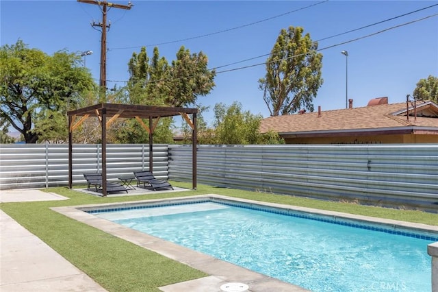 view of swimming pool with a pergola