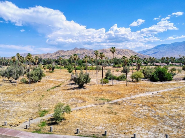 view of mountain feature with a rural view