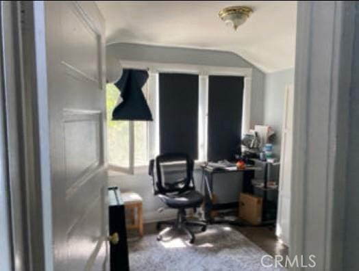 office featuring vaulted ceiling