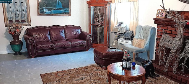 view of tiled living room