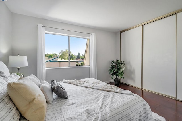 bedroom featuring dark hardwood / wood-style flooring