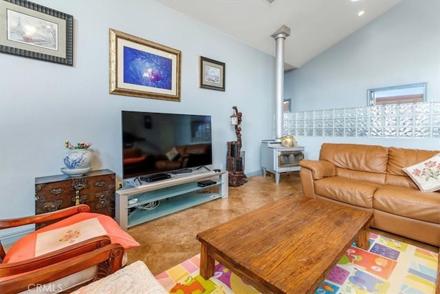 living room featuring tile patterned floors