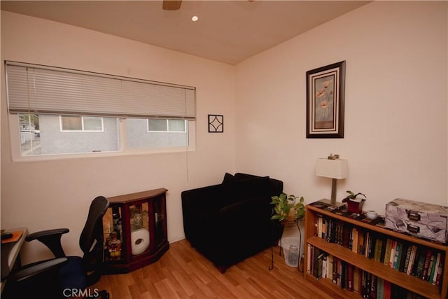 home office featuring light hardwood / wood-style flooring