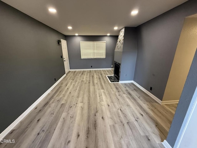 interior space with light hardwood / wood-style flooring