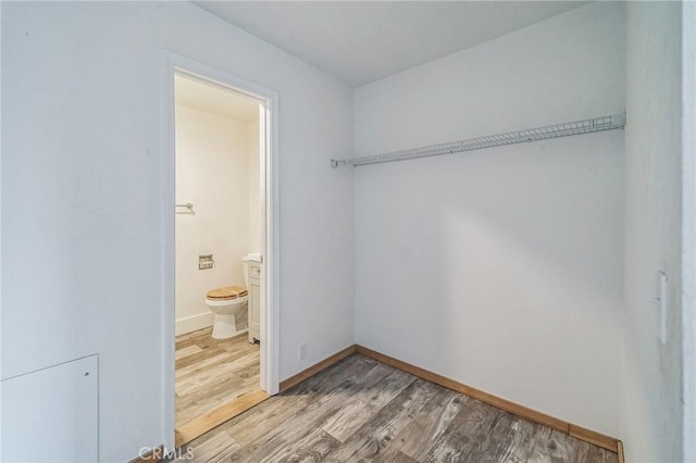 walk in closet featuring wood-type flooring